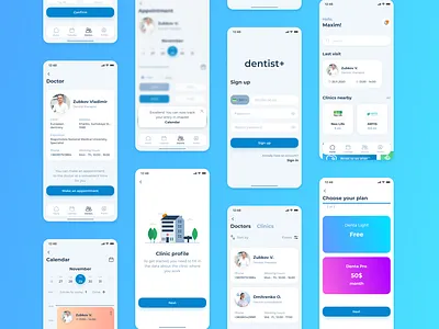 Dentist Program - More Screens clean ui clinic concept design dashboard dentist digital doctor ios app medical meeting mobile ui ux whitespace