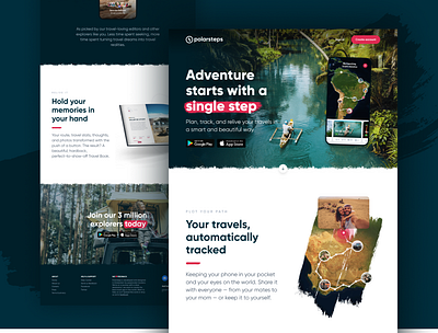 Polarsteps Landing branding explore responsive design travel travel app traveling trip webdesign website