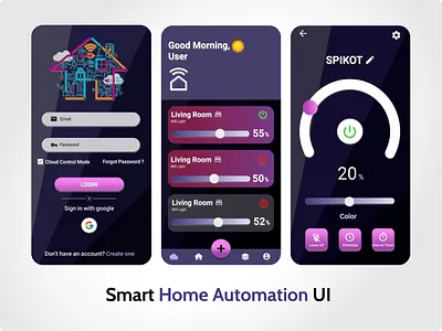 Smart home automation mobile UI app automation design home minimal smarthome ui ux vector