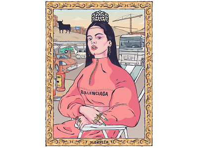 La Monalía art balenciaga character frame illustration louvre monalisa paris parish rosalia spain vector