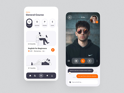 Language School Mobile App app clean courses design figma flat interaction interface ios material minimal skype study ui ux video zoom