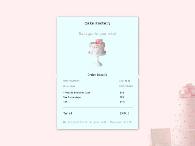 Order reciept app design typography ui web