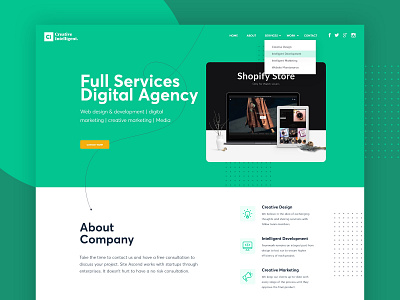 Digital Agency Landing Page banner digital agency flat header minimal simple software house website websites