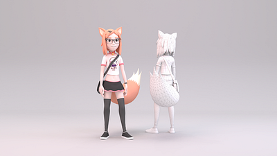 Penny - Fox Girl 3d 3d model blender character character design design fox girl girl character senko