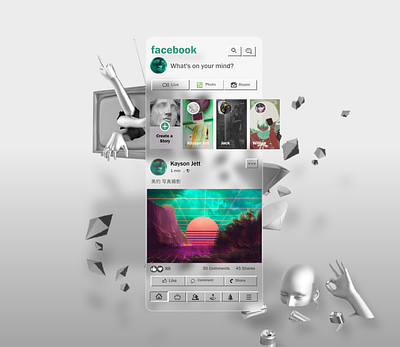 Glassmorphism Vaporwave Facebook facebook glassmorphism uiux vaporwave