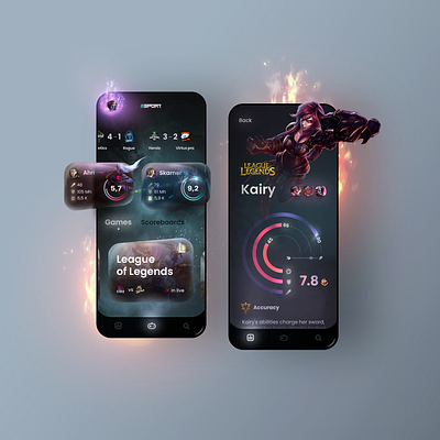 Esports app concept concept esports gamer gaming app glassmorphism illustration leagueoflegends mobile trend uidesign