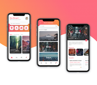 Travel App - Search and discover new destinations - Concept UI adventure app design destination gradient inspiration mobile design travel travel app travel app ui travel guide travelling trip trip planner ui design