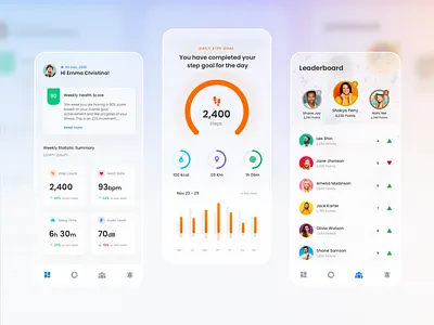 Health and Fitness app design design fitness glass health leaderboard mobile app design product design ui ui design ux ux design web design
