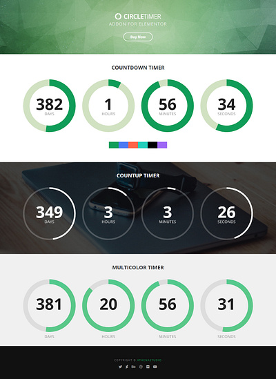 CircleTimer - Addon for Elementor addon athenastudio circletimer countdown countup elementor jquery multicolor plugin responsive wordpress