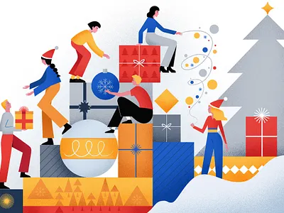 Christmas character christmas christmas tree graphic illustration party presents shapes vector