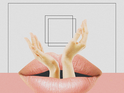 Horizon collage art lips hands