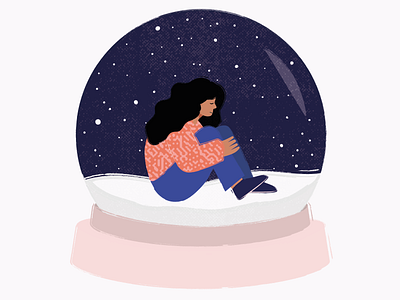 Winter Mental Wellness digital design female illustration illustration digital mental health quarantine snowglobe texture winter