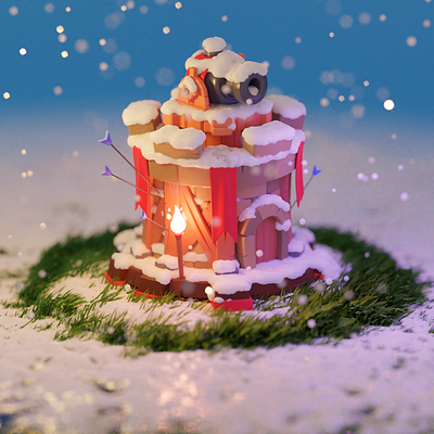 Tower Defence | Winter Theme 3dart 3dillustration blender blender 2.8 blender 3d blender3d blender3dart blendercycles cartoon colorful colorful art design dribbble games illustration tower tower defence wixot