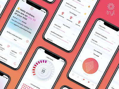 Tryl app brand branding design flat gradient landing minimal ui ux