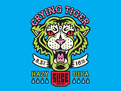 Crying Tiger Label Art badge beer branding brethren craft beer design flash art hazy illustration logo packaging tattoo tiger traditional typography