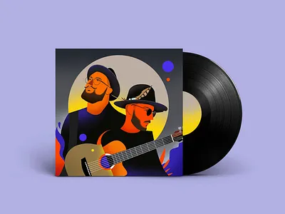 Band album cover abstract character cover graphic guitar illustration music shapes vector