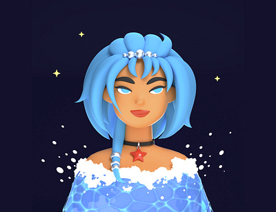 Princess of the Sea 3d 3d art character characterdesign girl illustration ocean sea star