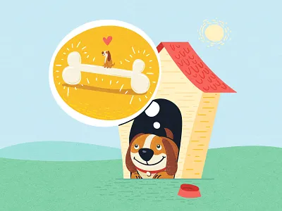 😴 Dreaming of a bone 🍗 bone children book illustration childrens illustration digital illustration dog editorial illustration vector vector art vector illustration