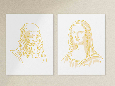 artist and model art artist dessin gift illustration joconde leonardo da vinci line lineart minimalist model mona lisa museum painter portrait postcard poster vector