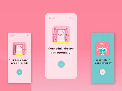 Safety first - onboarding animation animation benefit benefitcosmetics branding cosmetics covid design e commerce e commerce app e commerce shop e commerce website fashion makeup mobile modern design onboarding ui ui ux ux