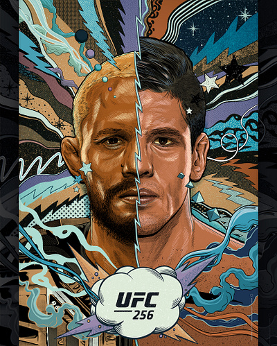 UFC 256 poster boxing fight jiu jitsu jiu jitsu jiujitsu mma octagon pop poster retro sport sports surreal ufc vintage