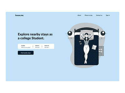 College Housing Website design hero section illustration minimalistic ui ux webdesign website