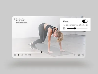 Fitness class video player airplay exercise fast forward icon icons ios movie music player rewind scrubber settings show skip sound switch toggle ui video player yoga