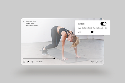 Fitness class video player airplay exercise fast forward icon icons ios movie music player rewind scrubber settings show skip sound switch toggle ui video player yoga