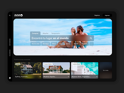 INMO Home design dark dark dark theme dark theme ui dark ui design interaction property property search real estate real state real state logo realestate site design state theme dark ui ui design ux website website design