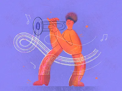 Feeling the beat band beat caricature character character design drawing feeling funny guy illustration man music musician playing procreate procreate art procreateapp saxophone texture trumpet