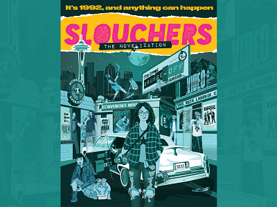 Slouchers Book Cover 1990s 90s book book cover books color design graphic grunge illustration music seattle slackers slouchers typography vhs