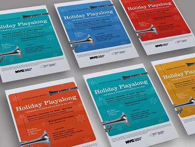 Poster concepts for Holiday Playalong Event adobe illustrator adobe indesign brandon grotesque clarendon colorful concert event music poster typogaphy