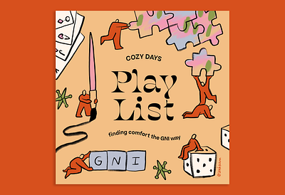 Leah Schmidt for Girls' Night In: Cozy Days 2020 christmas color cozy craft dice drawing fun games girlsnightin gni holiday home illustration leah schmidt leahschm night in paint puzzle