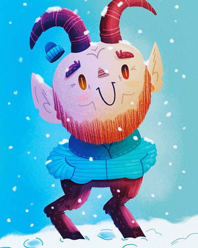 2020 Holiday Card cartoon holiday card illustration krampus snow texture
