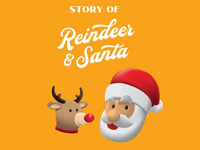 Santa and his Reindeer 3d card character christmas december eve event greeting holiday illustration portrait red reindeer santa claus xmas