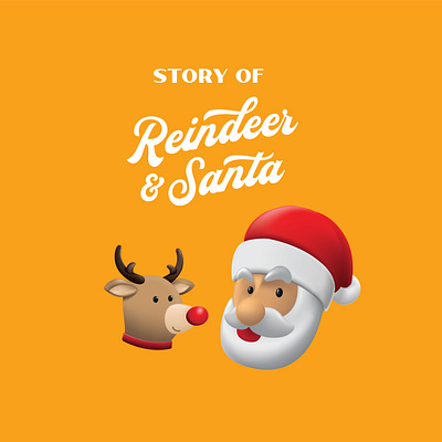 Santa and his Reindeer 3d card character christmas december eve event greeting holiday illustration portrait red reindeer santa claus xmas
