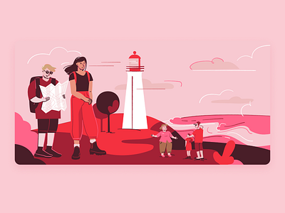 Mois de l'économie sociale economy illustration inclusivity island lighthouse sea social summer travel turism