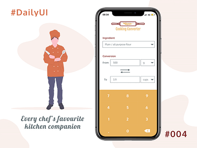 DailyUI 004 Calculator 004 appdesign calculator chef conversion daily 100 challenge dailyui dailyui 004 dailyui004 calculator dailyuichallenge designoftheday figma iphone11max logo productdesign ui uidesign undraw uxdesign