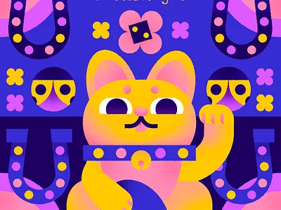 Lucky bright digital illustration illustration kids illustration lucky lucky cat vector vector illustration