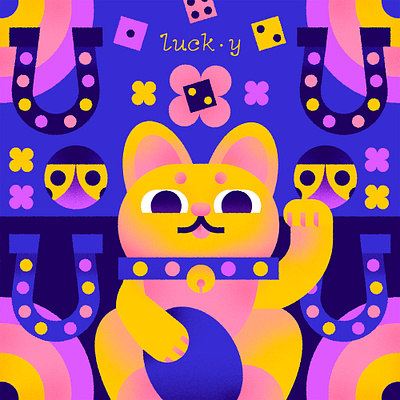 Lucky bright digital illustration illustration kids illustration lucky lucky cat vector vector illustration