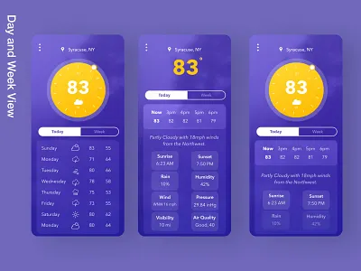 Weather Mockup dailyui uidesign uiuxdesign weather app weather forecast weekview