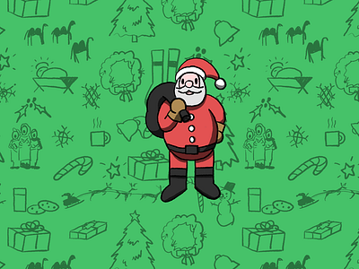 Christmas Santa art cartoon cartoon illustration christmas christmas card design festive green illustration merry merrychristmas pattern repeat santa santaclaus shading