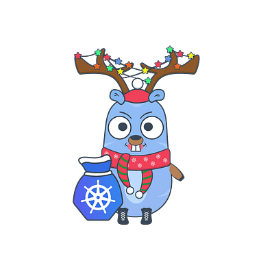 Golang gopher Reindeer Kubernets T-shirt, sticker. Programming developer engineer gifts go golang golang gopher gopher kubernetes language mascot mouse programmer programming
