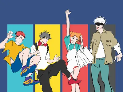 Jujutsu Kaisen Poster art design flat illustration illustrator japan japanese minimal vector