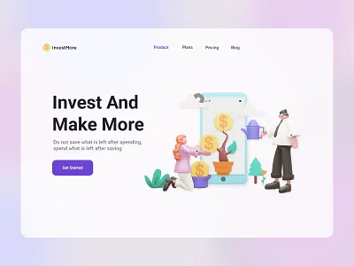 InvestMore - Invest Landing Page 3d invest landing page ui ux website