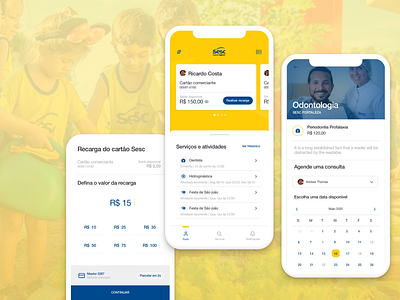 Sesc Ceará Digit@ app dashboard ui list mobile profile schedule service design ui ux wallet