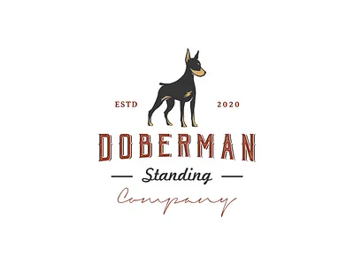 Vintage Retro Dobermann Logo animal design dobermann dog logo retro vintage