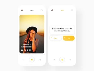 Dating App app design clean clean ui dating dating app mobile orange questions quiz simple ui white