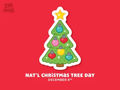National ChristmasTree Day - December 8 celebration christmas christmas tree cute holiday icon illustration ornament pine tree star