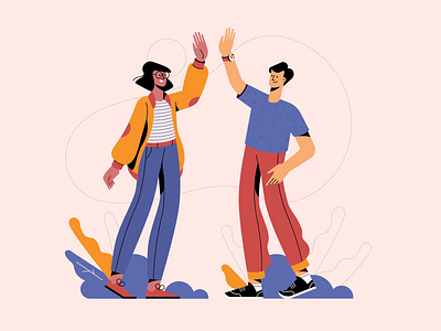 Two Folks High-Fiving animation art character character design character illustration design digital art flat girl character high five illustration illustration art illustration for web illustrator motion motion art motion design motion graphic shakuro vector